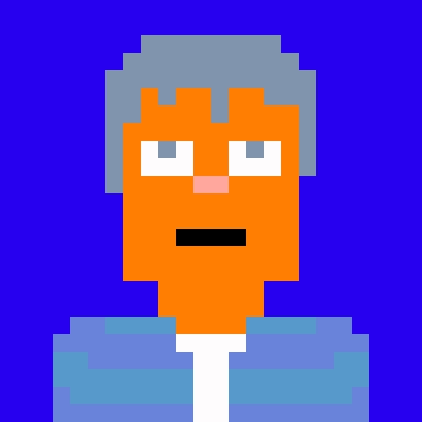 Solana Broker with orange skin and gray hair